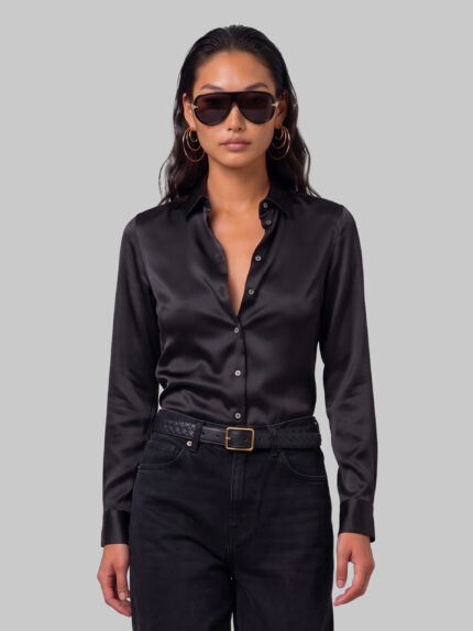 Sutton New York Black stretch silk shirt