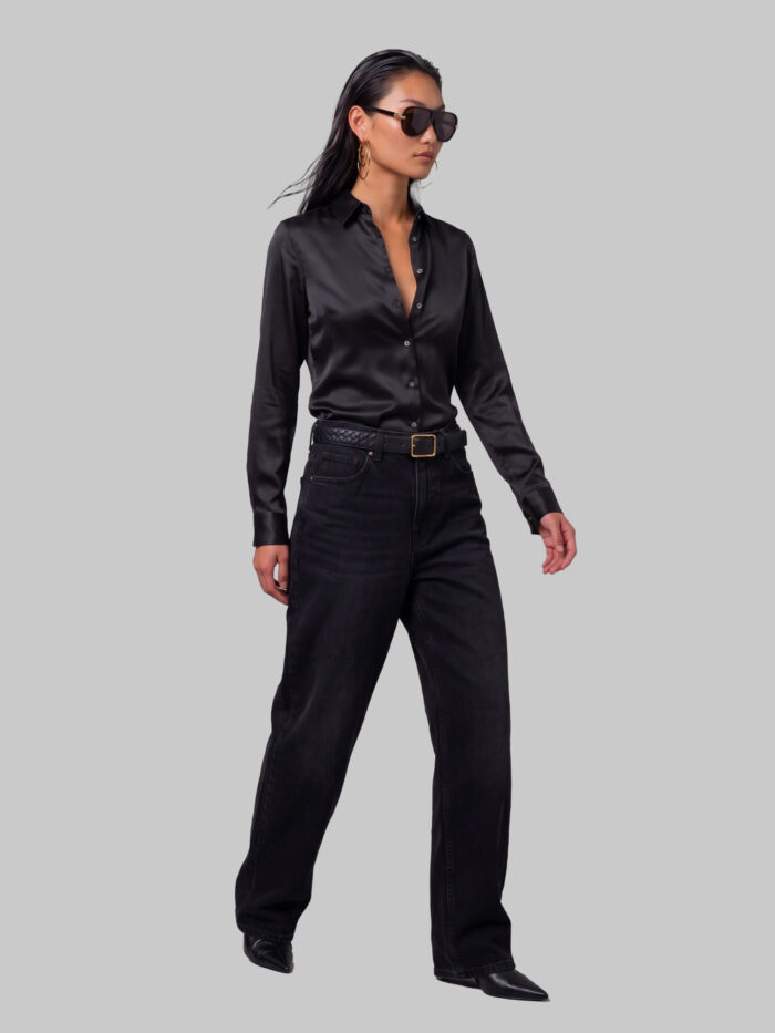 Sutton New York Black stretch silk shirt