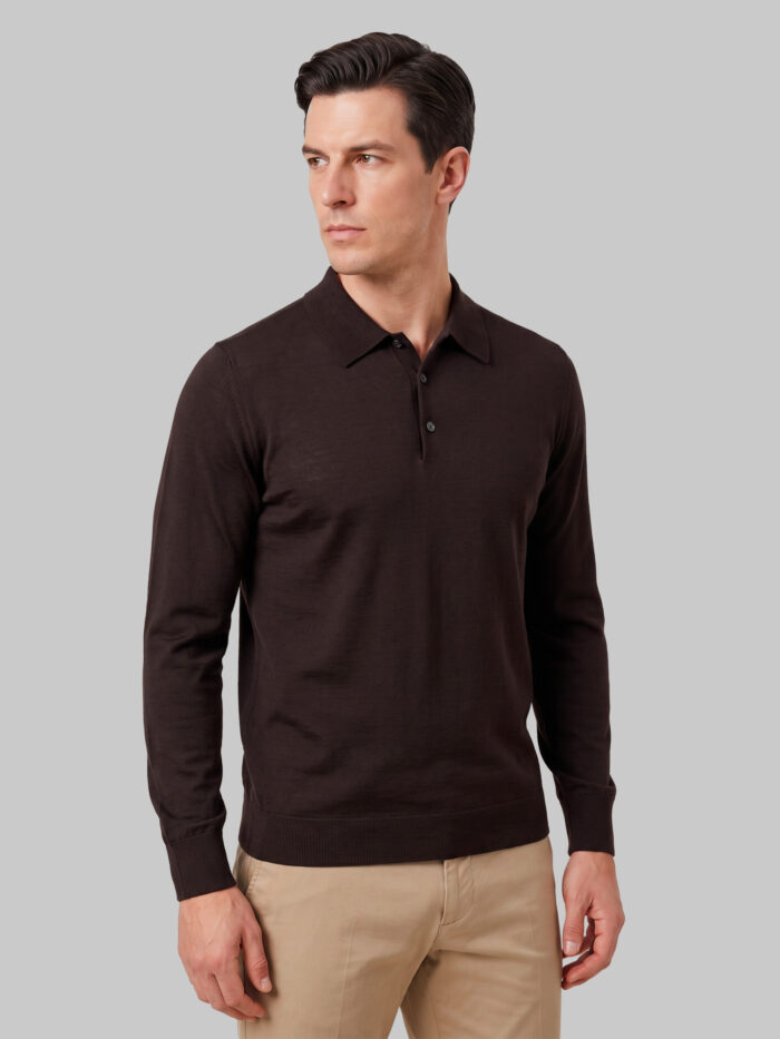 John Smedley Belper polo in Faulkner brown