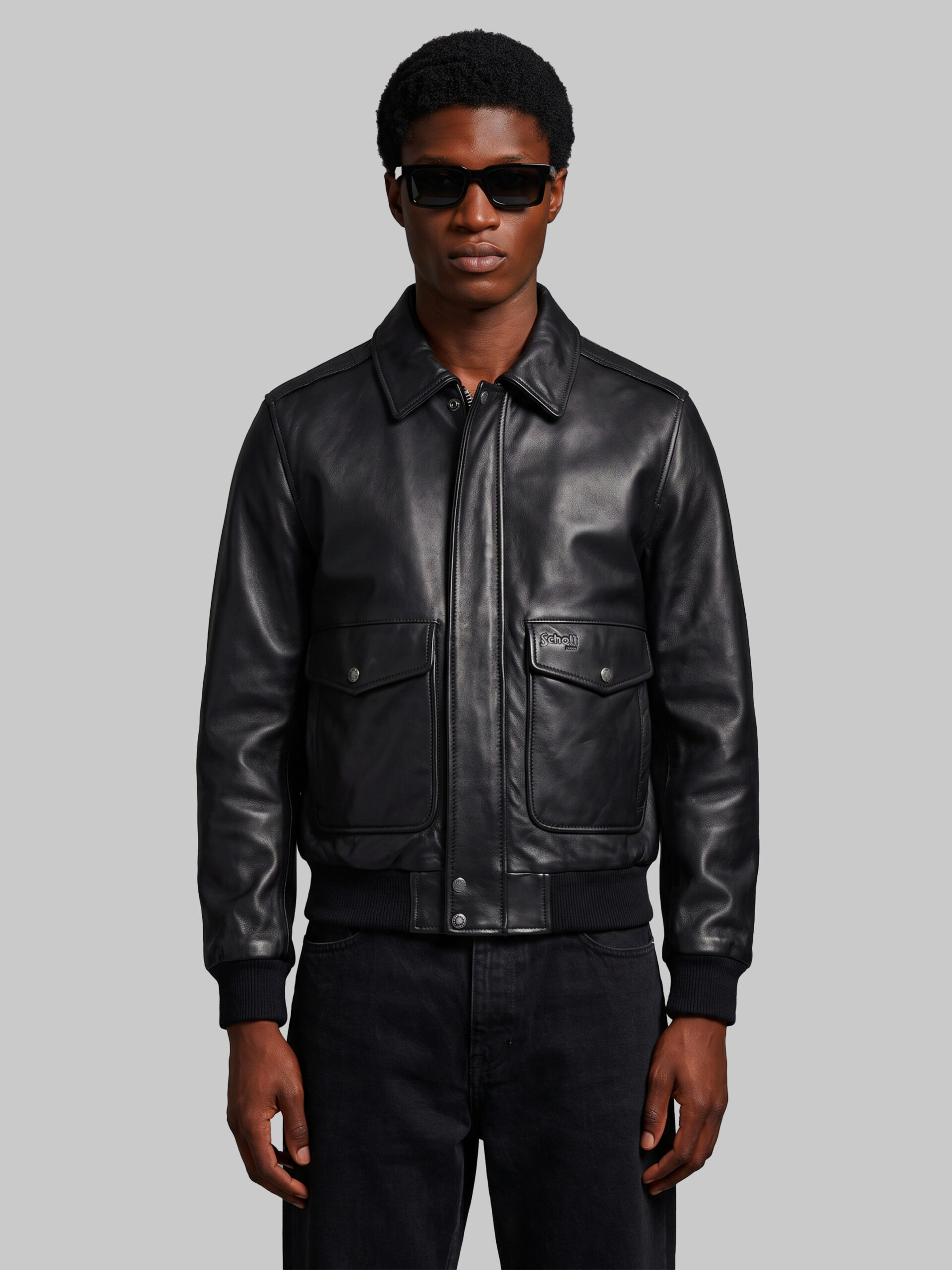 Schott Nyc Black aviator bomber