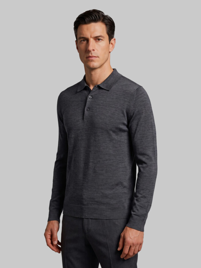 John Smedley Belper polo in charcoal