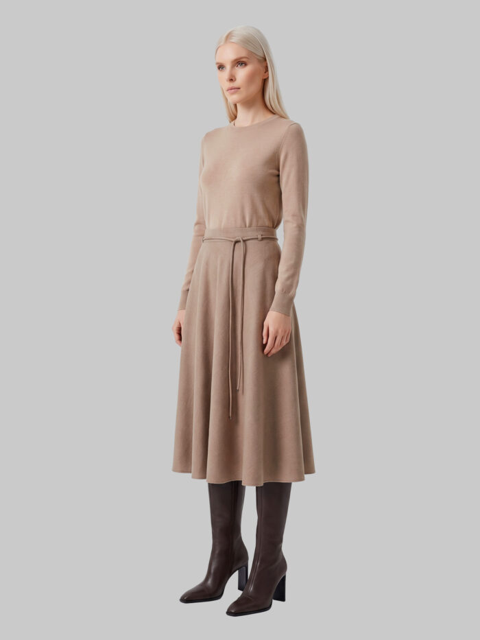 Max Mara Califfo sand flared skirt