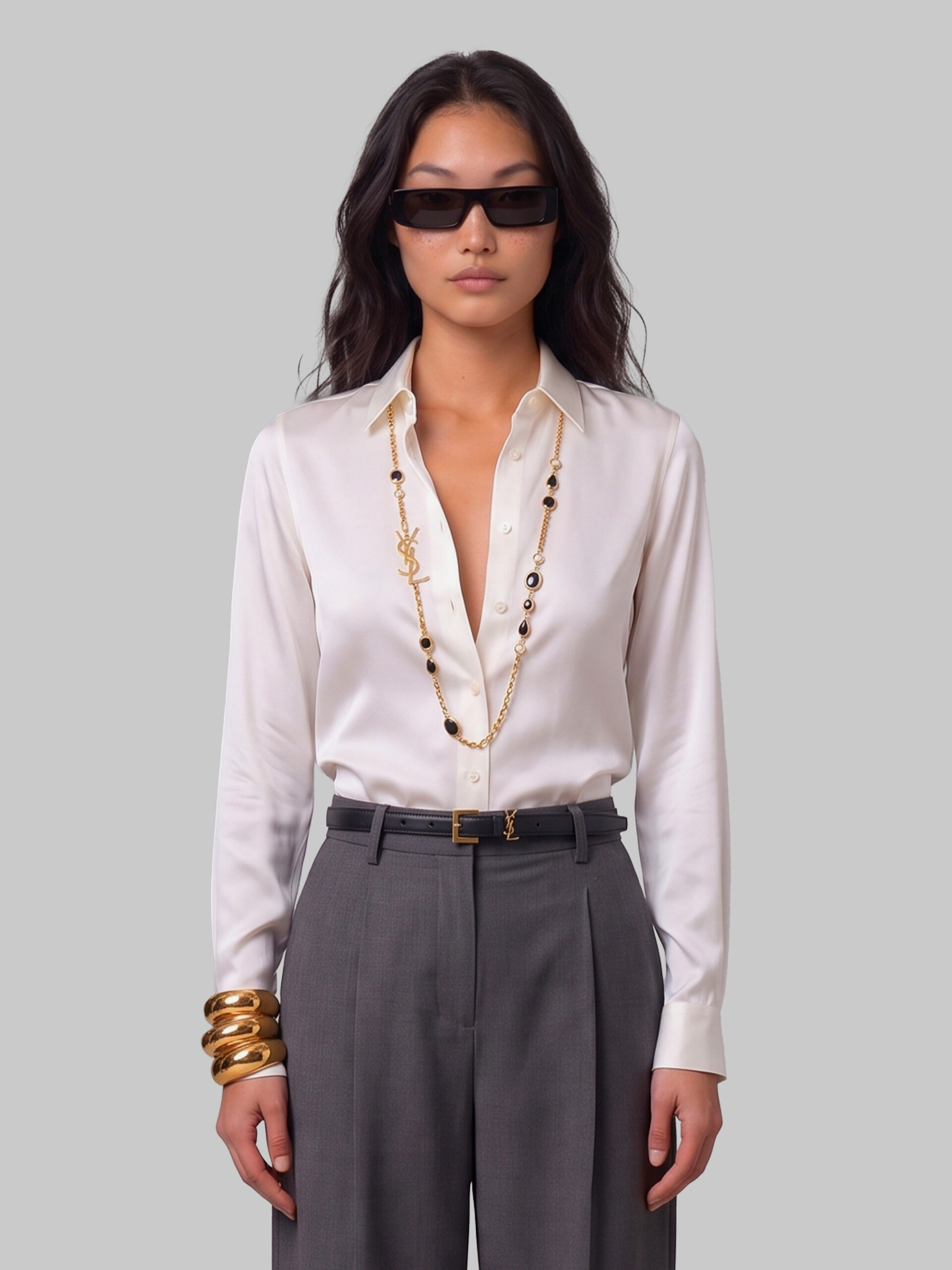 Sutton New York White stretch silk shirt