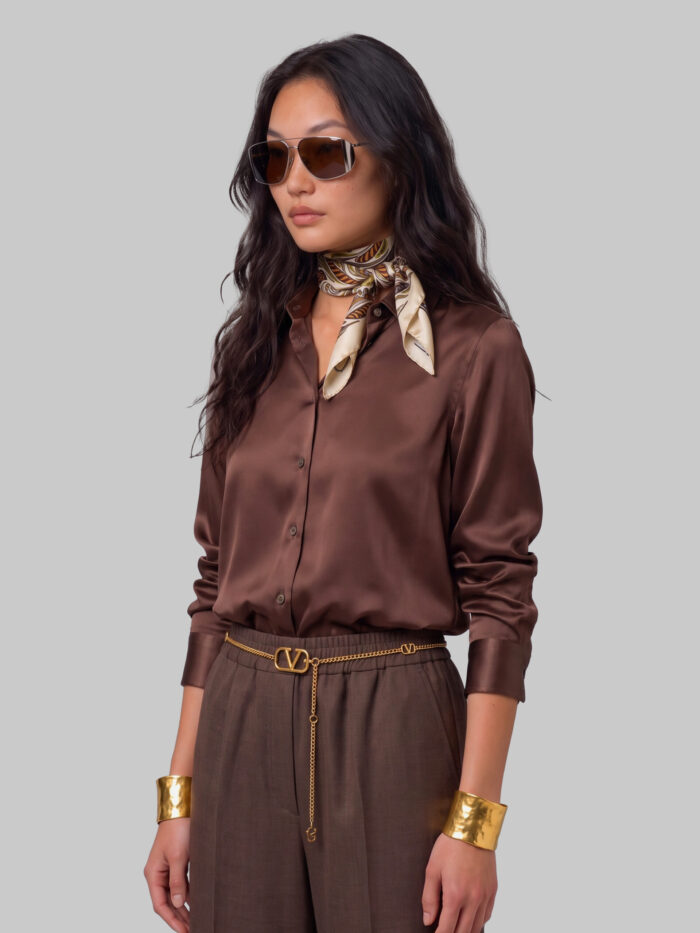 Sutton New York Brown stretch silk shirt
