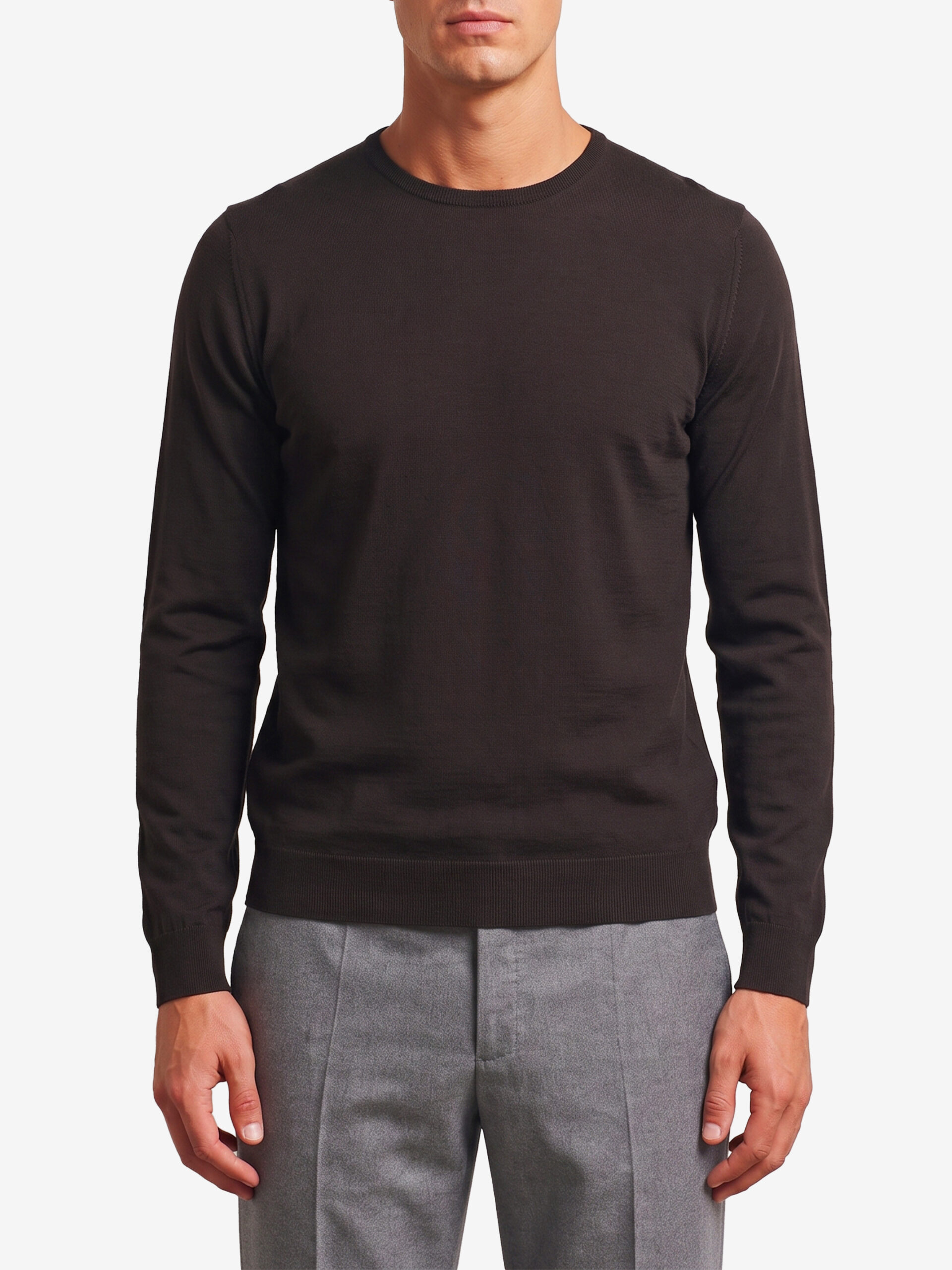 John Smedley Lundy crew neck sweater in Faulkner brown