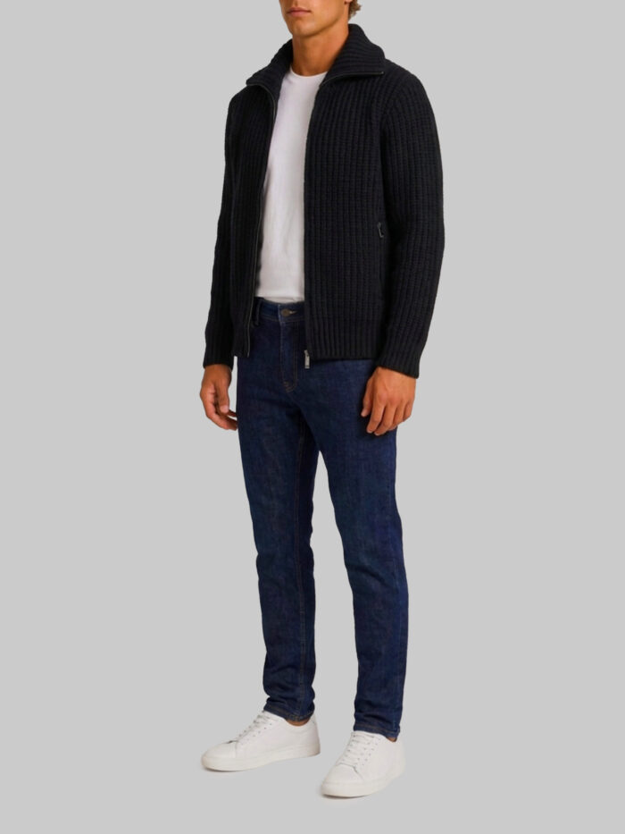 Roberto Collina Ribbed zip jacket in black