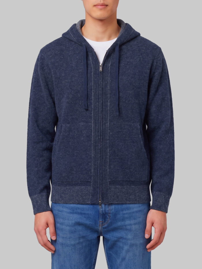 Roberto Collina Merino wool zip sweatshirt in navy