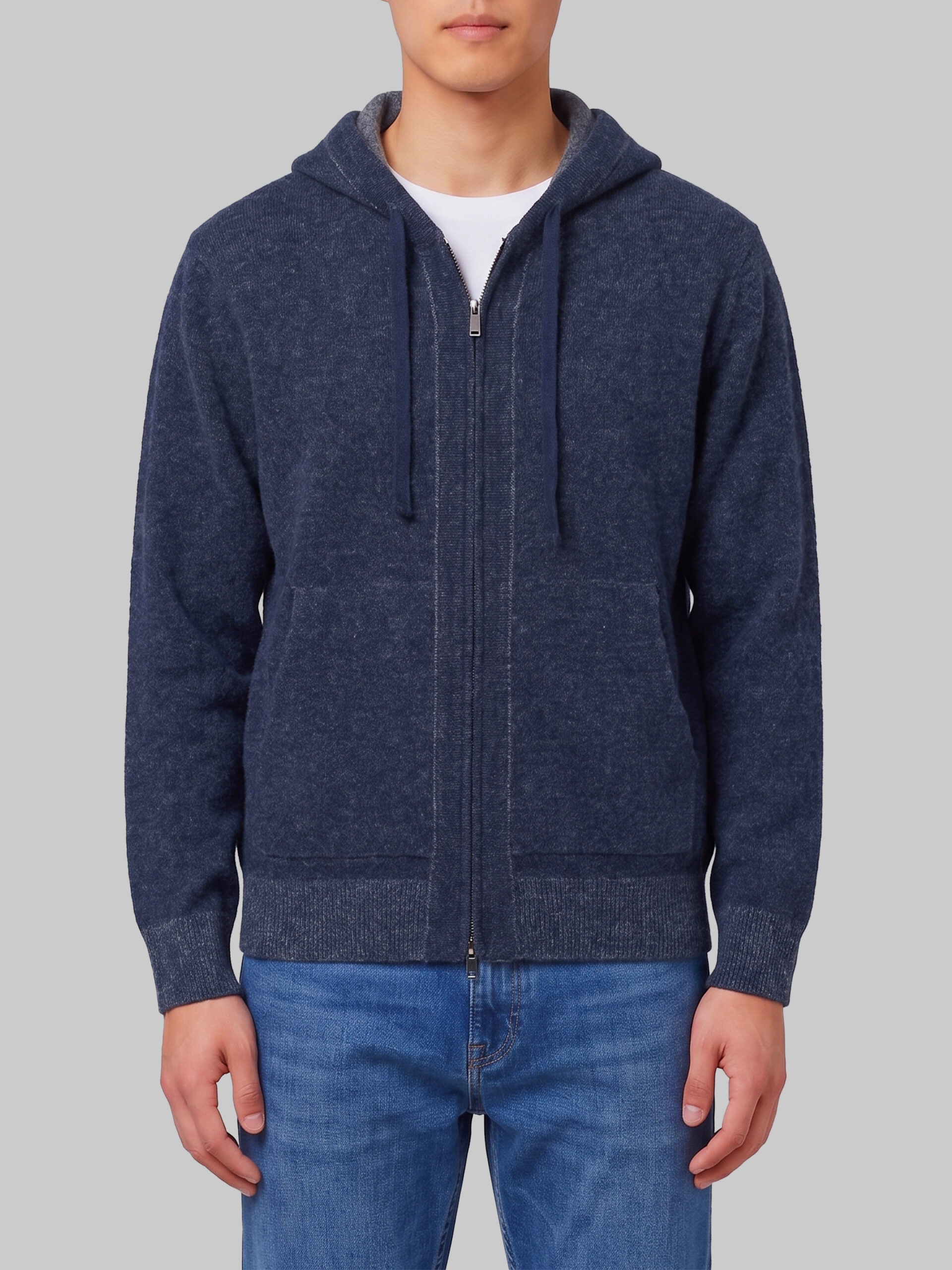 Roberto Collina Merino wool zip sweatshirt in navy