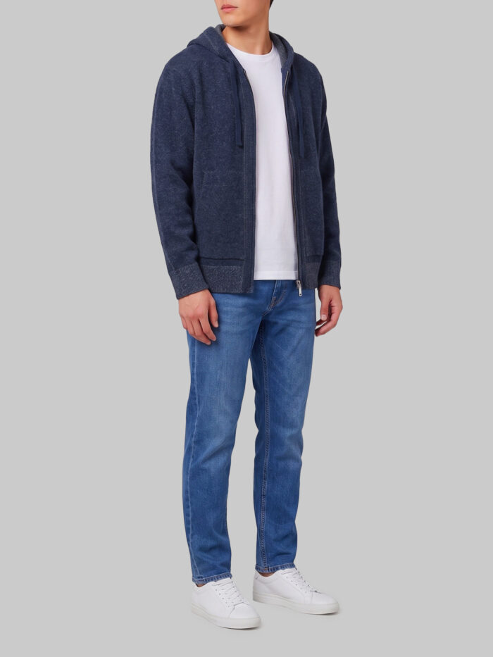 Roberto Collina Merino wool zip sweatshirt in navy