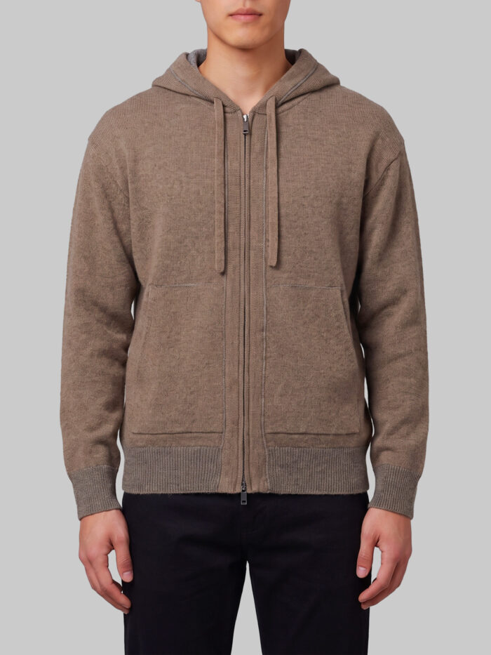 roberto collina merino wool zip sweatshirt in taupe Roberto Collina Merino wool zip sweatshirt in taupe
