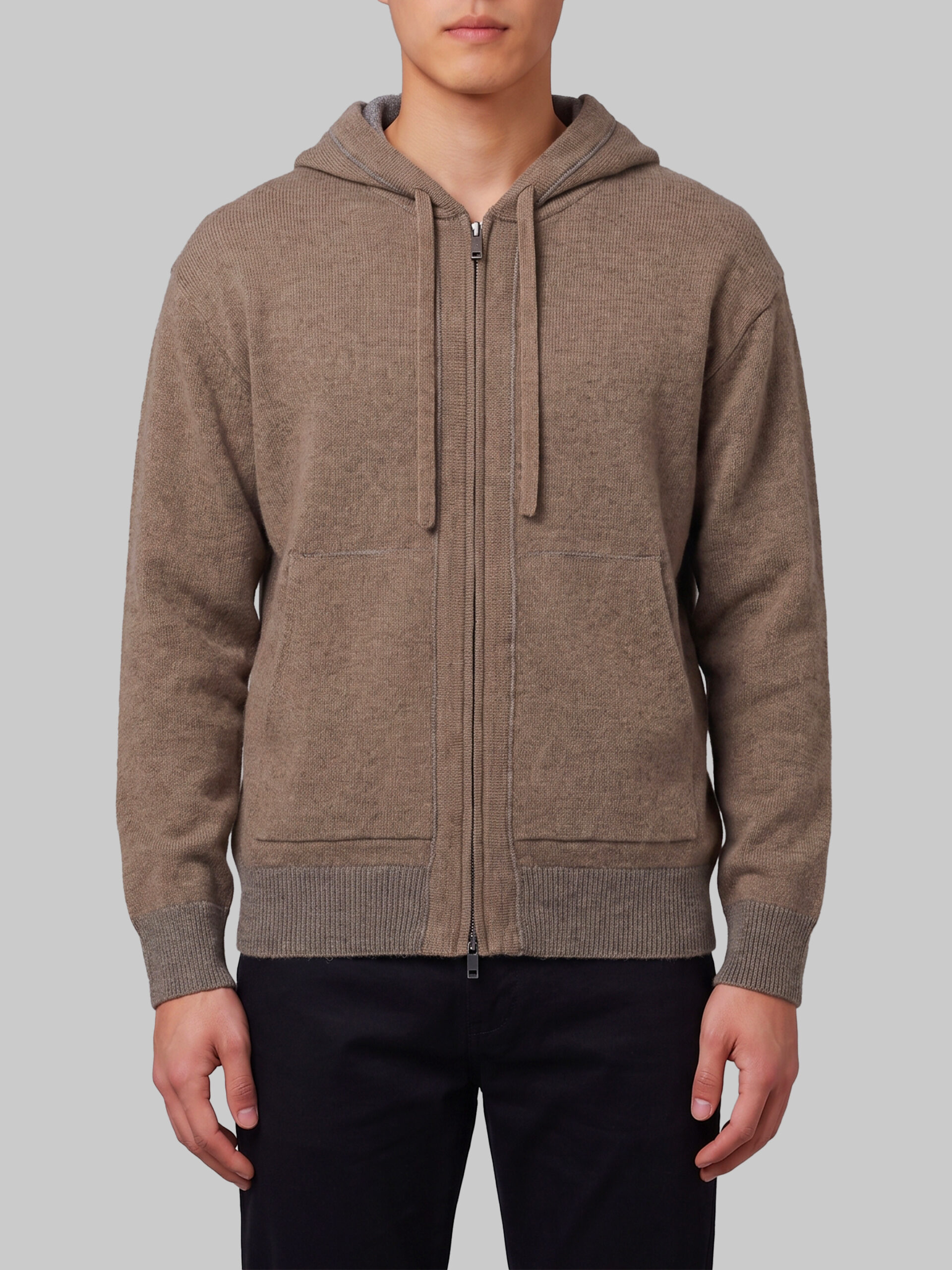 Roberto Collina Merino wool zip sweatshirt in taupe