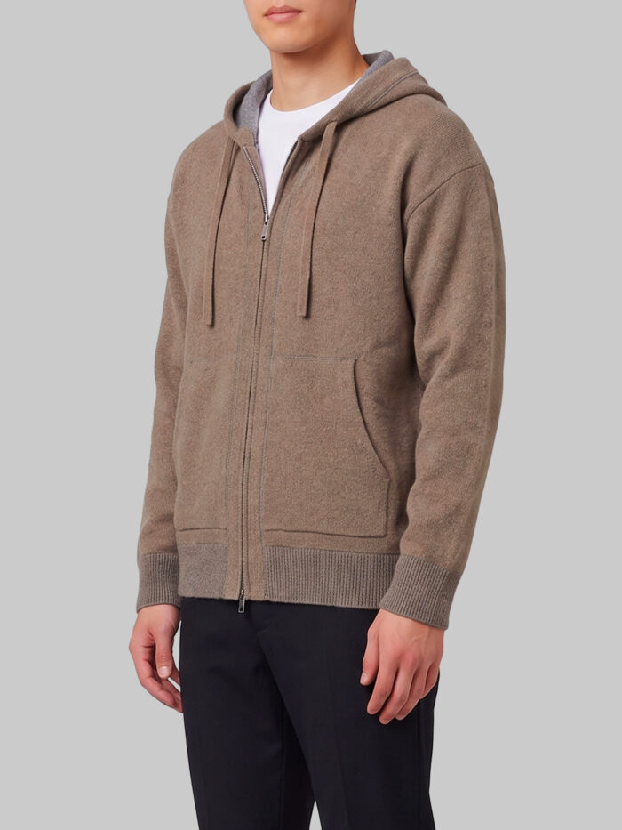 Roberto Collina Merino wool zip sweatshirt in taupe