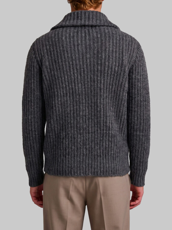 Roberto Collina Ribbed zip jacket in anthracite