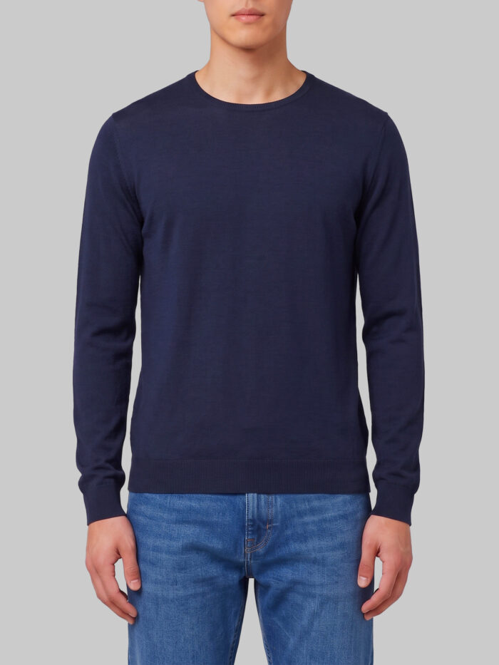 John Smedley Lundy crew neck jumper in midnight