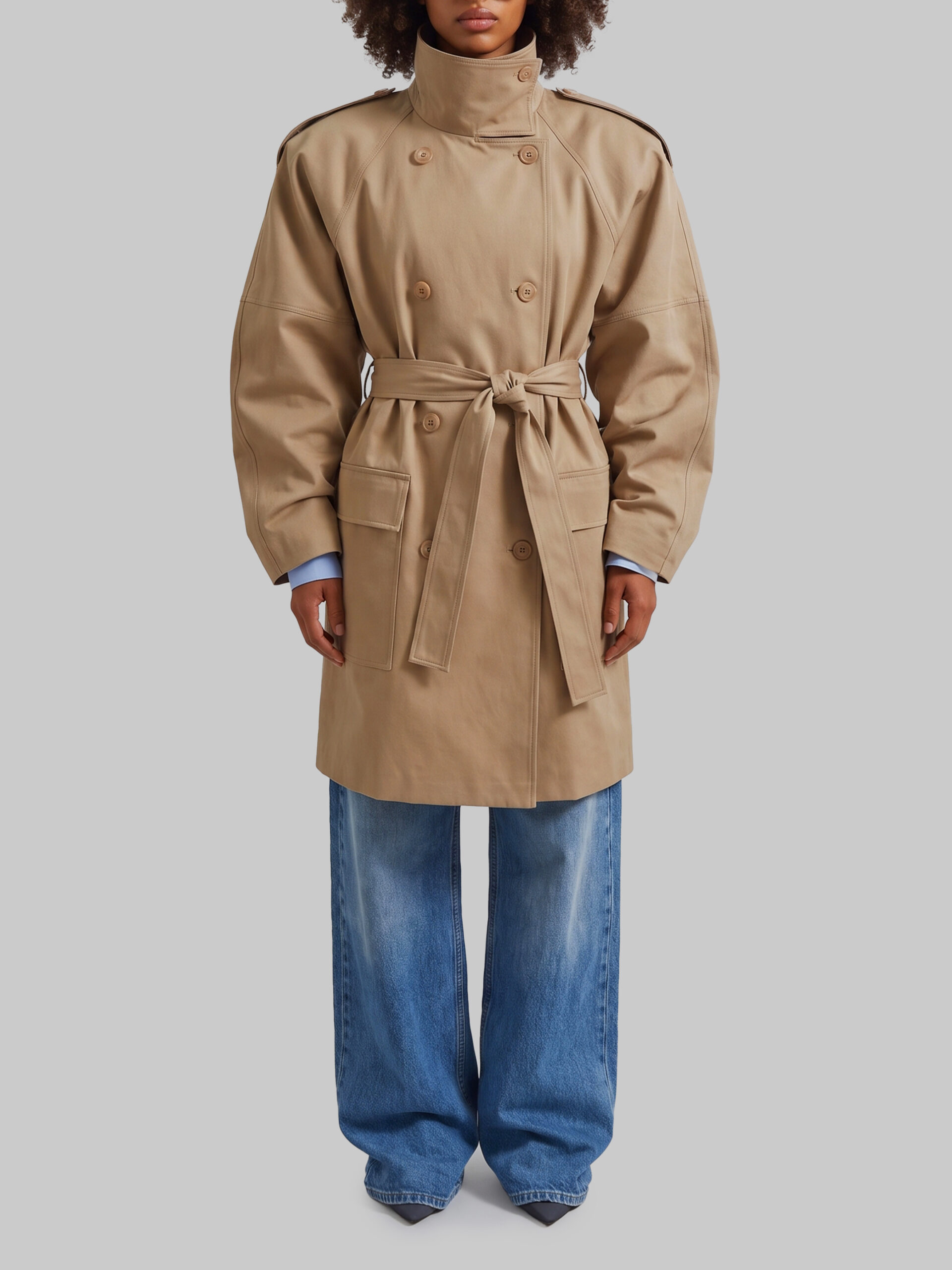 The Frankie Shop Short midi trench coat Tess