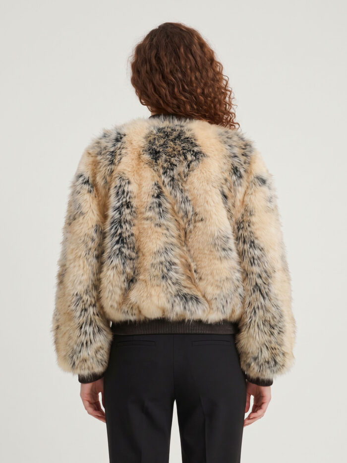 The Frankie Shop Beige combo Gina faux fur bomber jacket