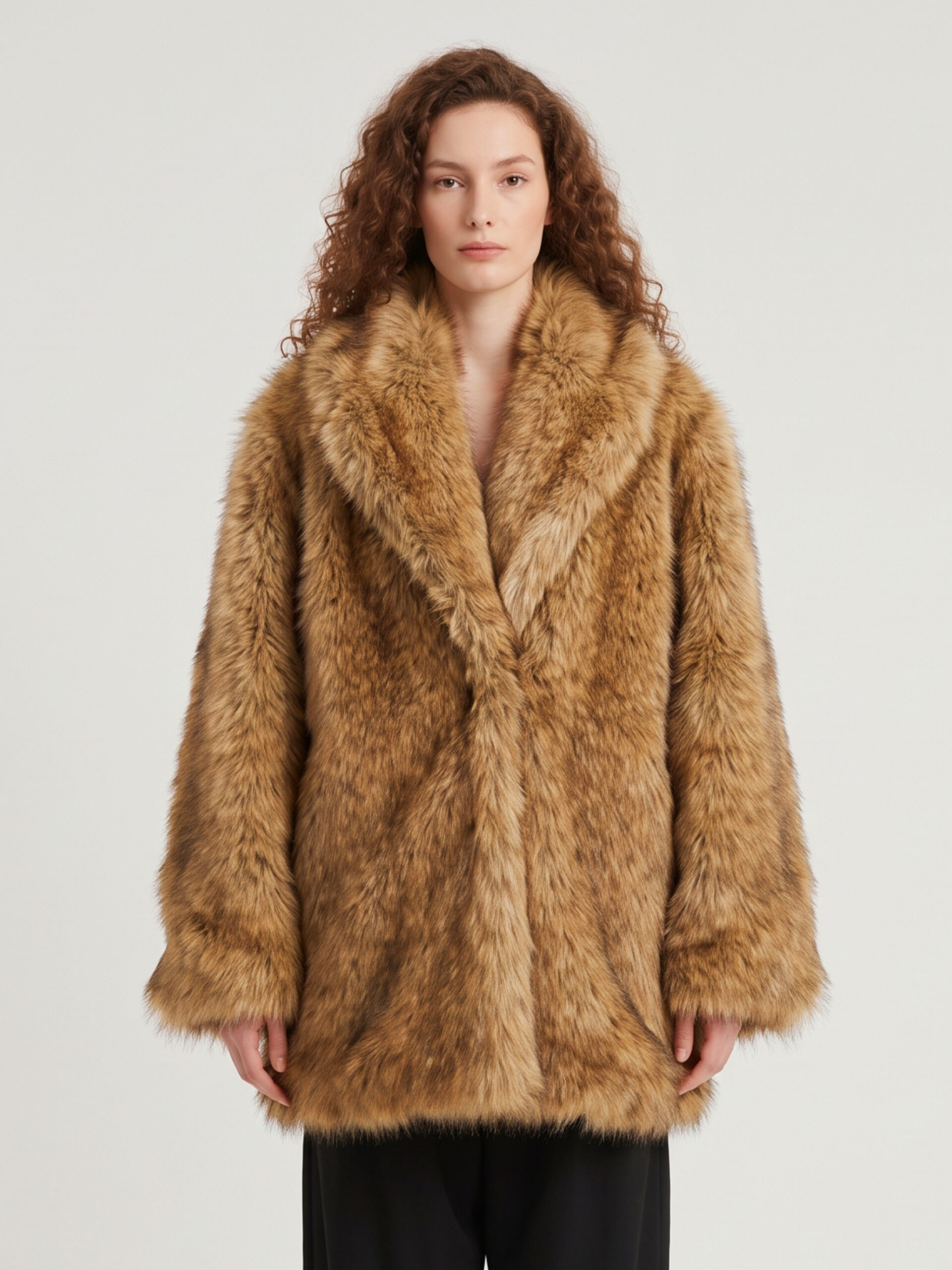 The Frankie Shop Brown Belle faux fur short coat