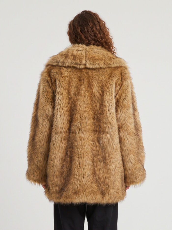 The Frankie Shop Brown Belle faux fur short coat