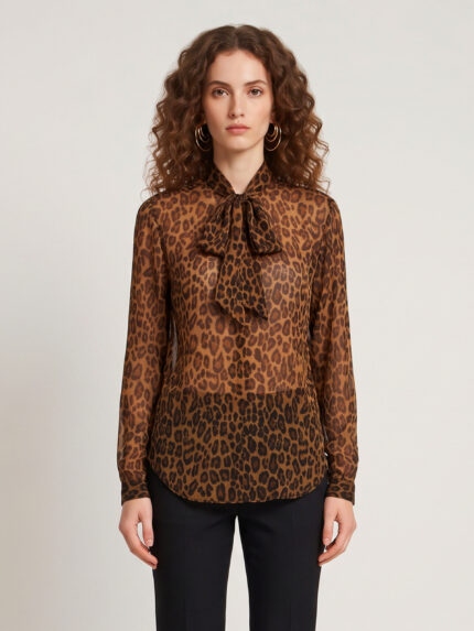 Sutton New York Animal print blouse with bow