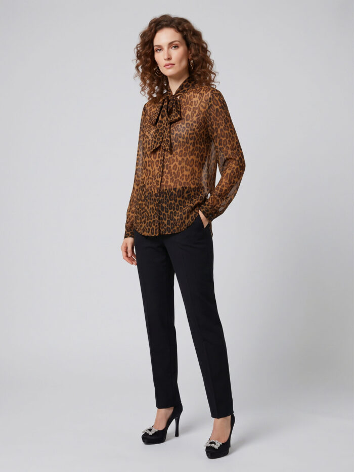Sutton New York Animal print blouse with bow