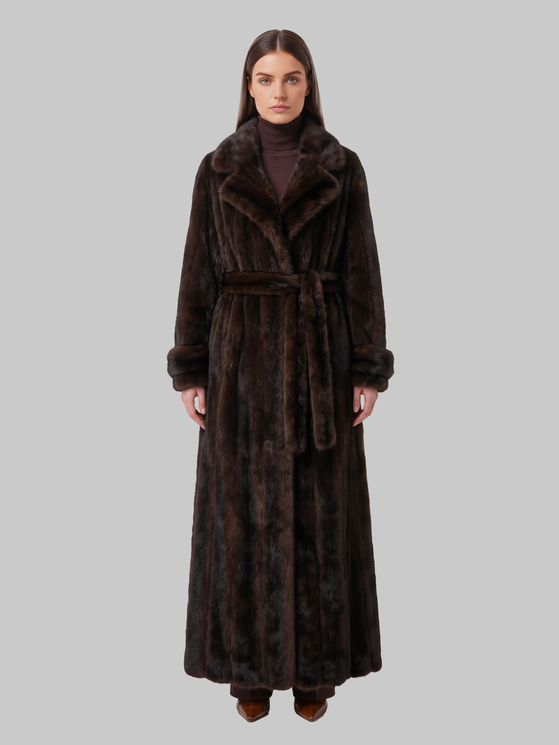 The Frankie Shop Dark brown Daph faux fur padded trench coat
