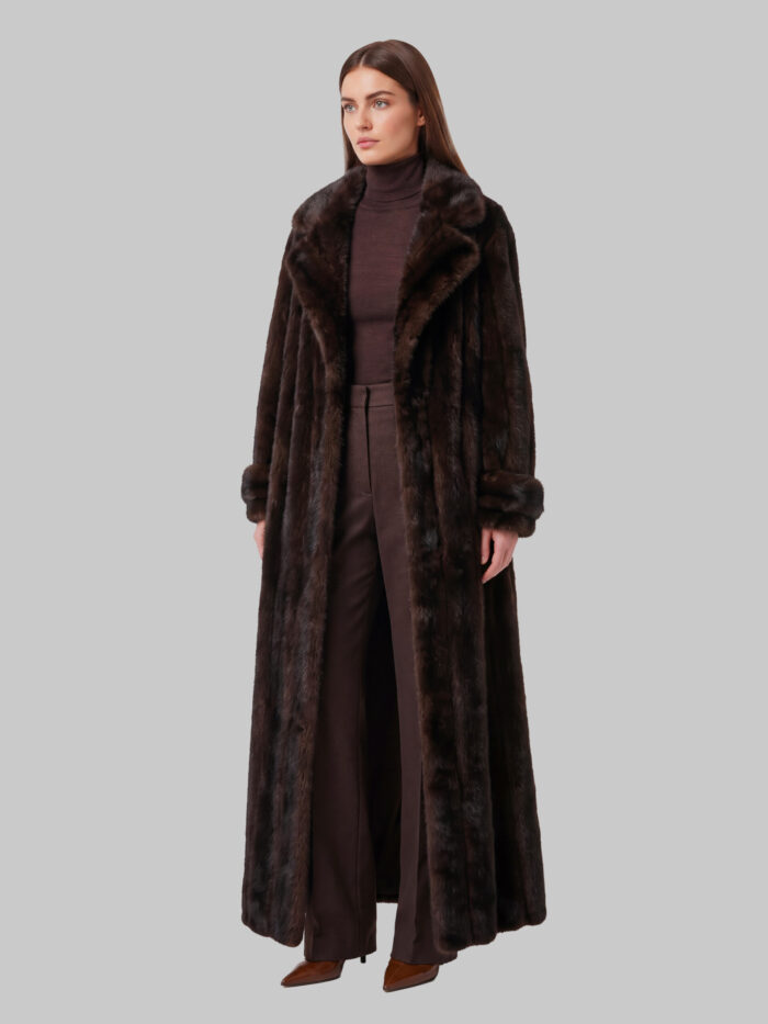 The Frankie Shop Dark brown Daph faux fur padded trench coat