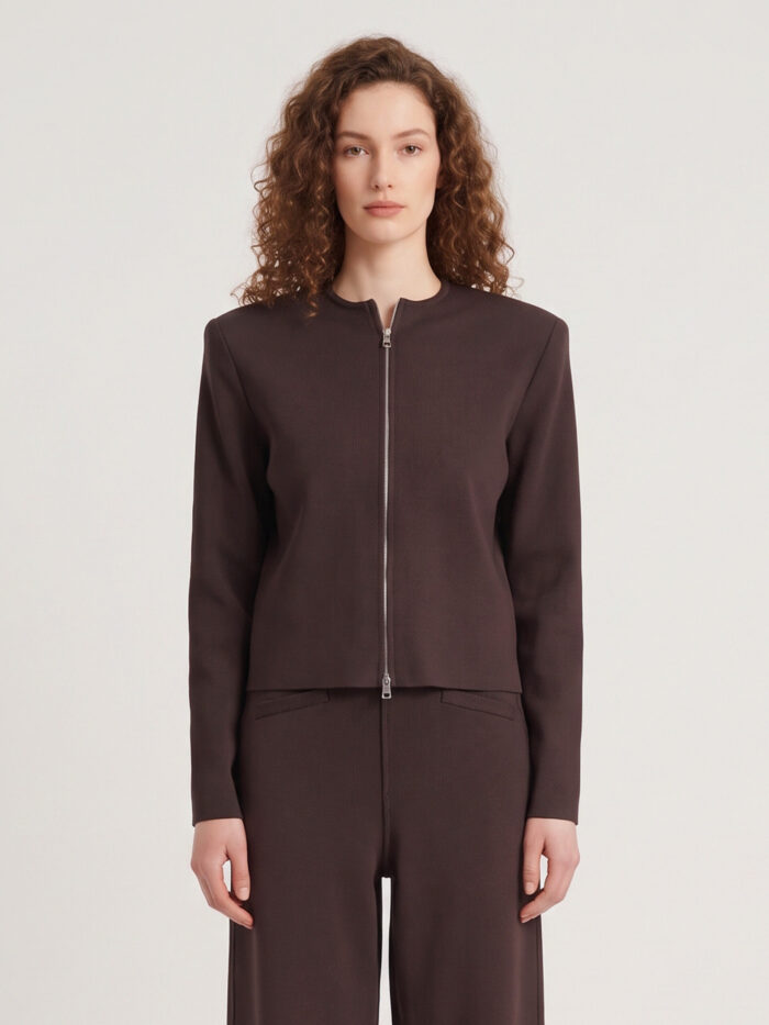 the frankie shop mael padded cardigan in brown The Frankie Shop Mael padded cardigan in brown