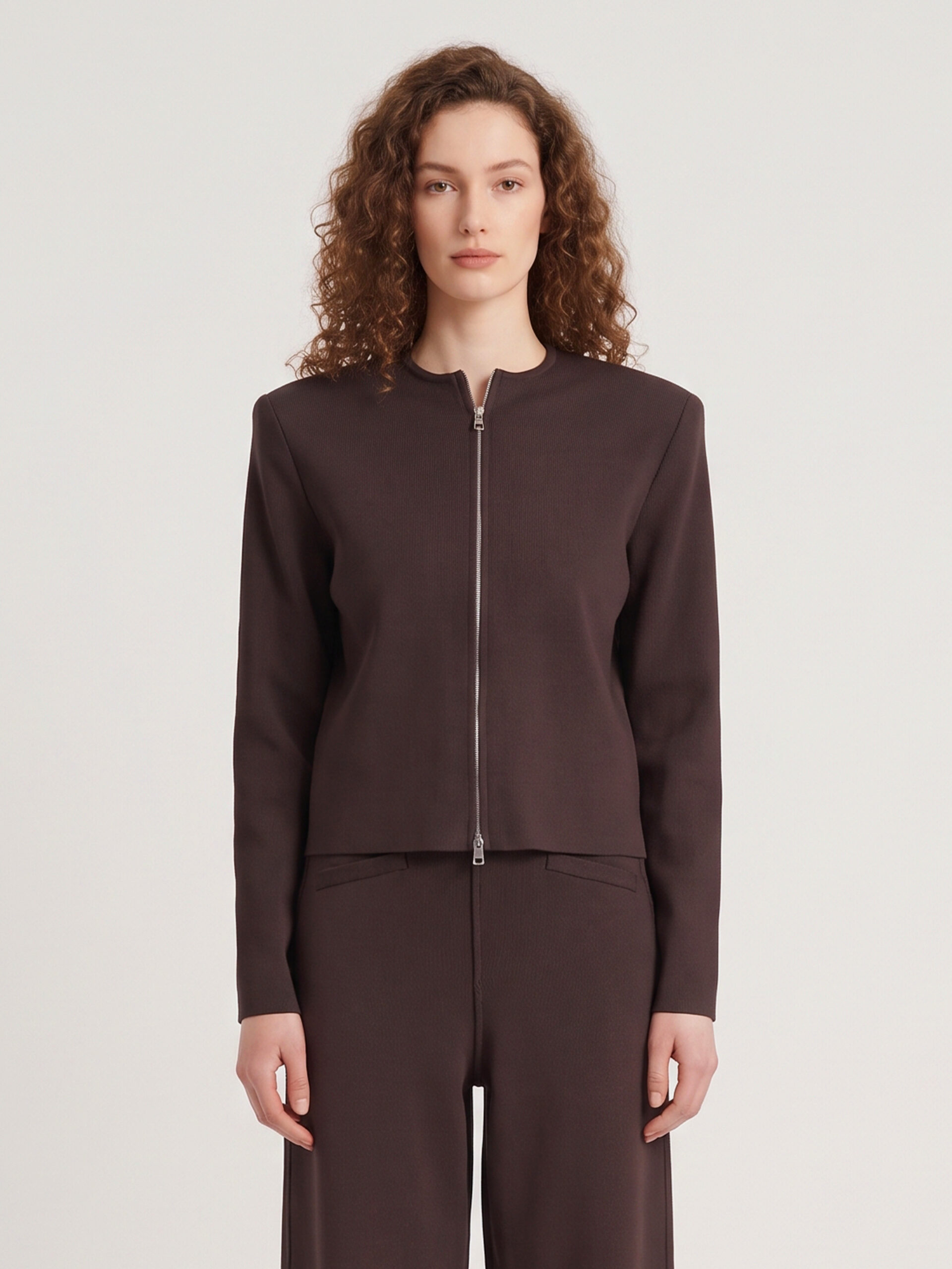The Frankie Shop Mael padded cardigan in brown