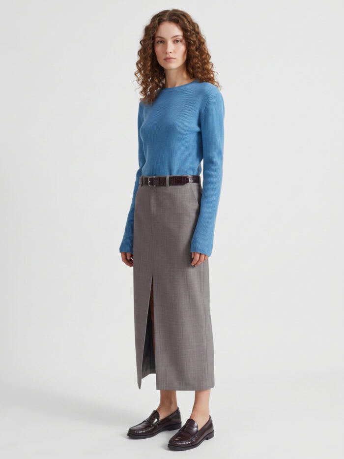 The Frankie Shop Maybelle pencil skirt with front slit in taupe