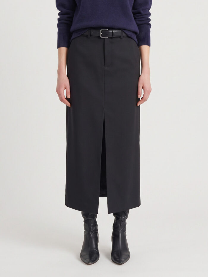 the frankie shop maybelle black pencil skirt with front slit The Frankie Shop Maybelle black pencil skirt with front slit