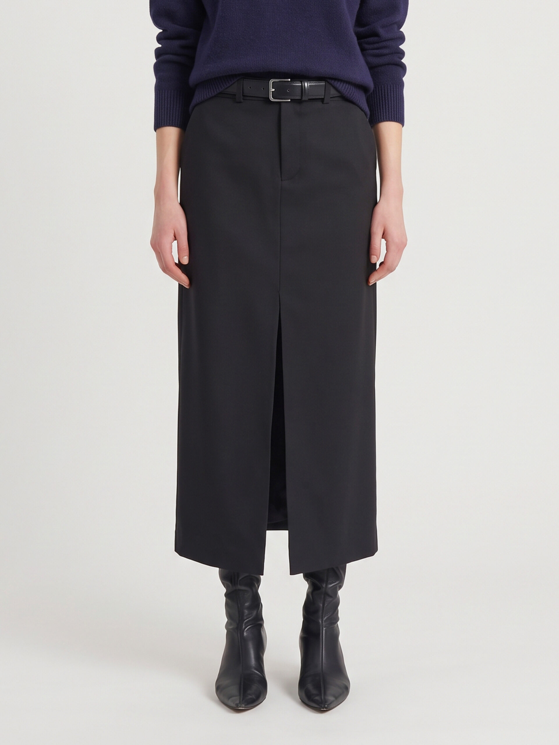 The Frankie Shop Maybelle black pencil skirt with front slit