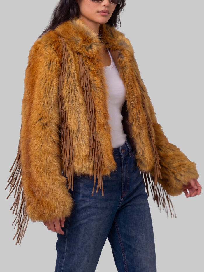 Uncommon Faux fur jacket with fringe