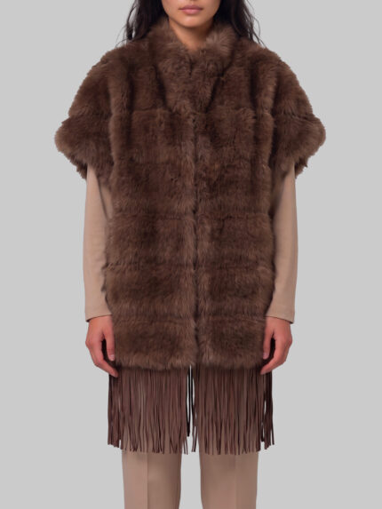 Uncommon Faux fur cape with fringe