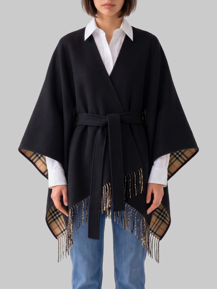 Burberry Tay cape with fringe