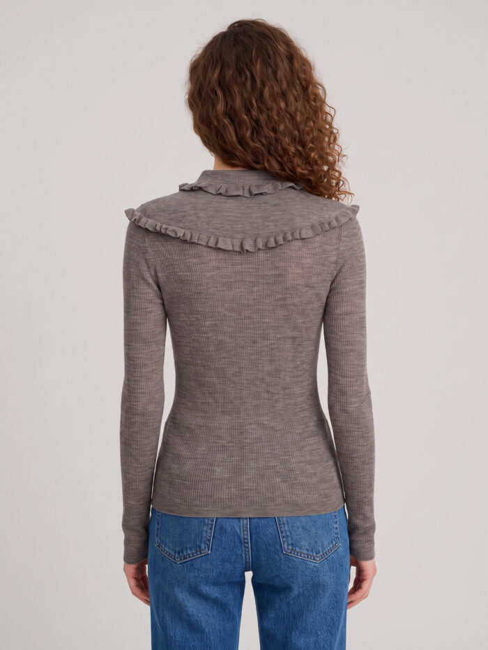 Chloe Slim-fit Henley shirt in ultra-thin wool knit