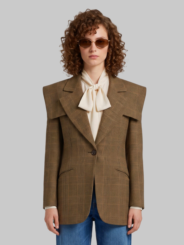 Chloe Single-breasted tailored jacket in Prince of Wales wool