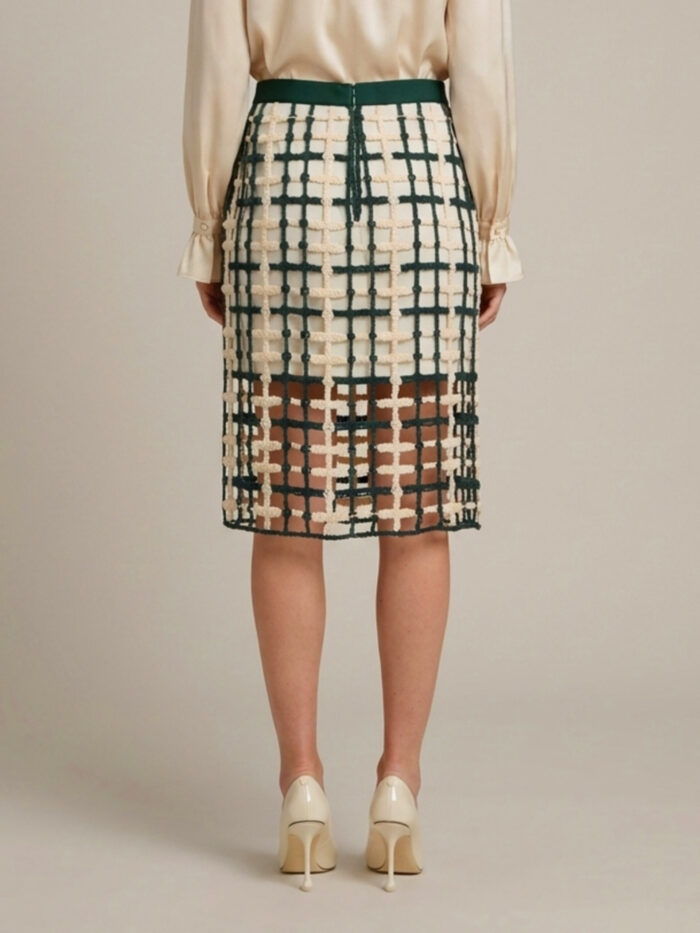 Sutton New York Green mesh midi skirt