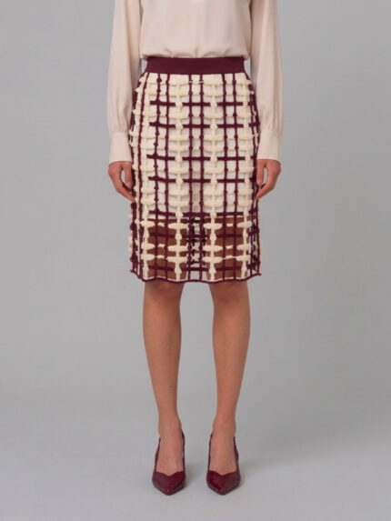 Sutton New York Burgundy mesh midi skirt