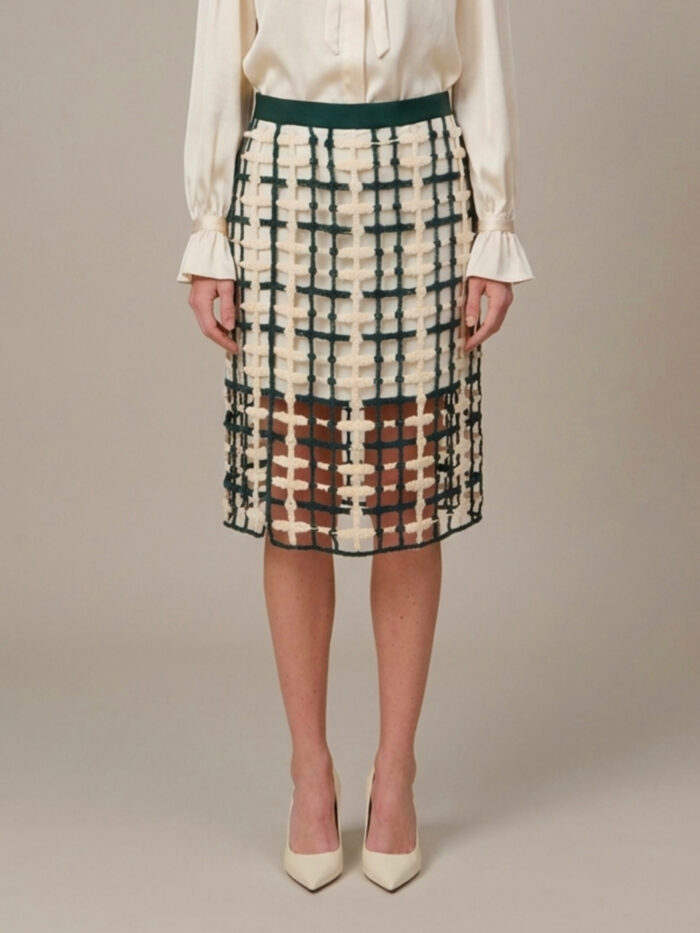 Sutton New York Green mesh midi skirt
