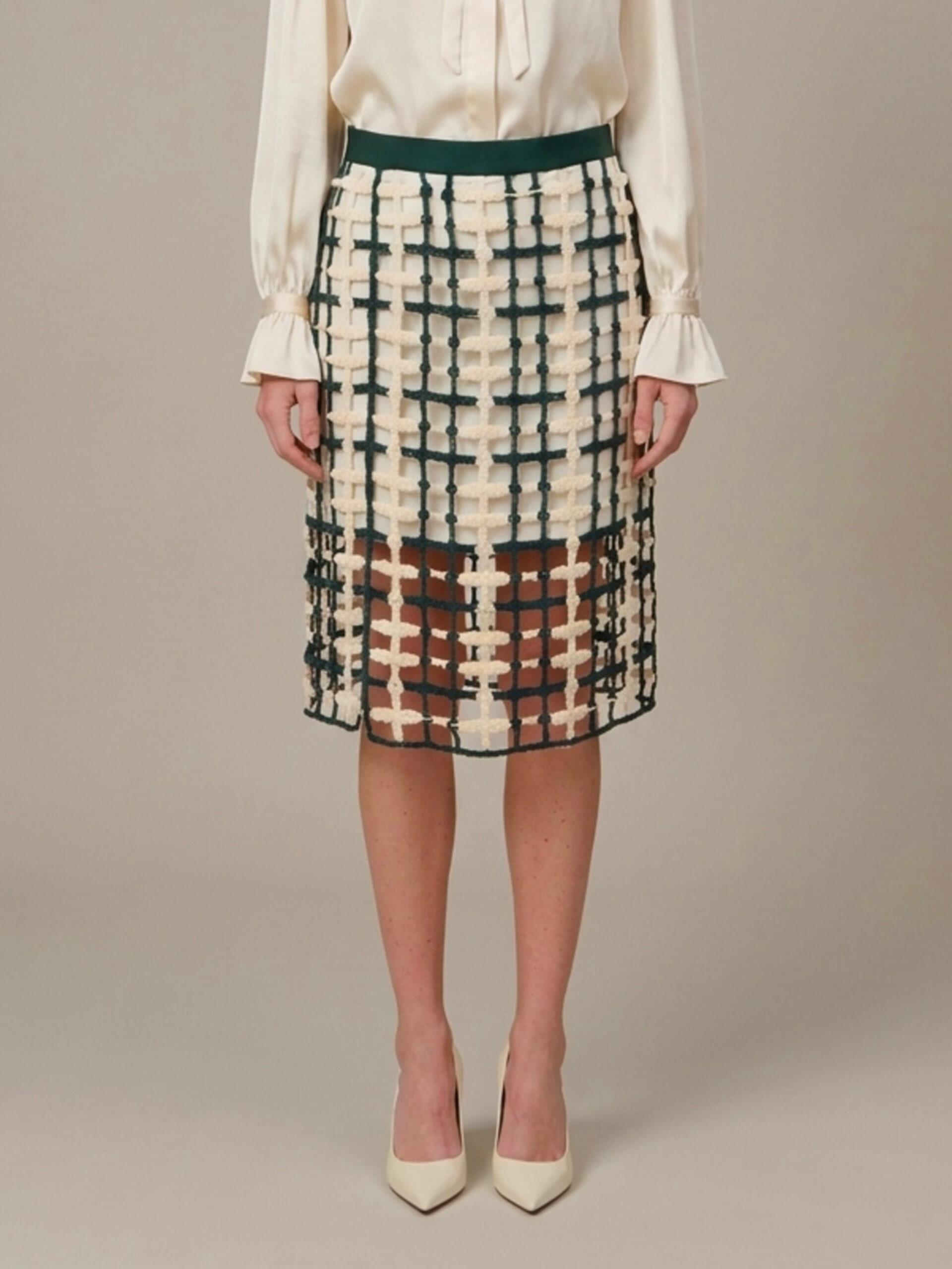 Sutton New York Green mesh midi skirt