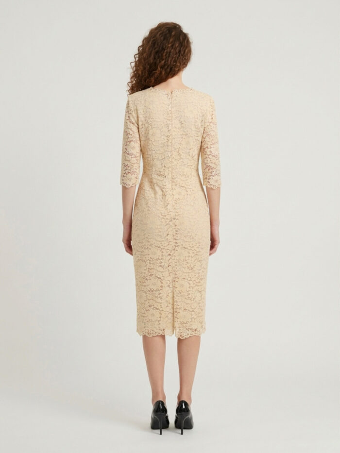 Sutton New York White lace midi sheath dress