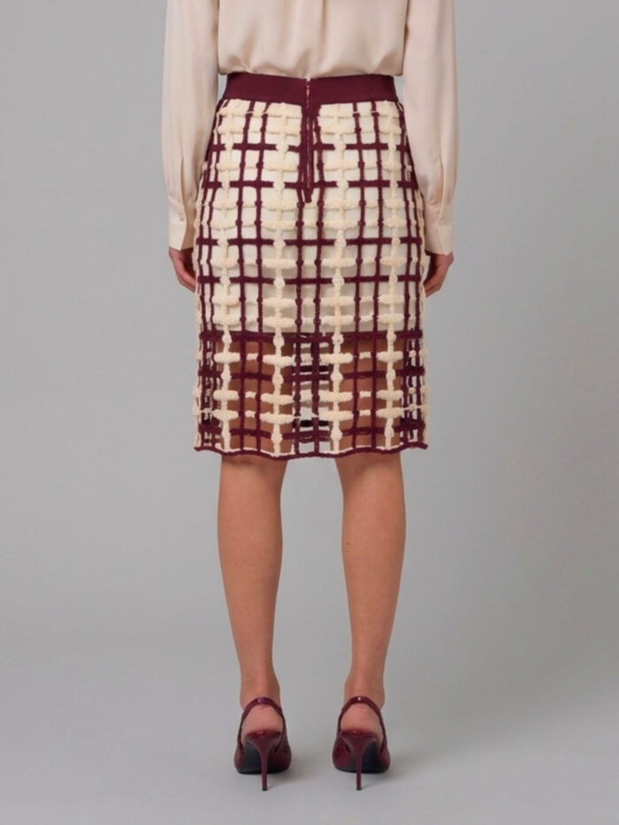 Sutton New York Burgundy mesh midi skirt