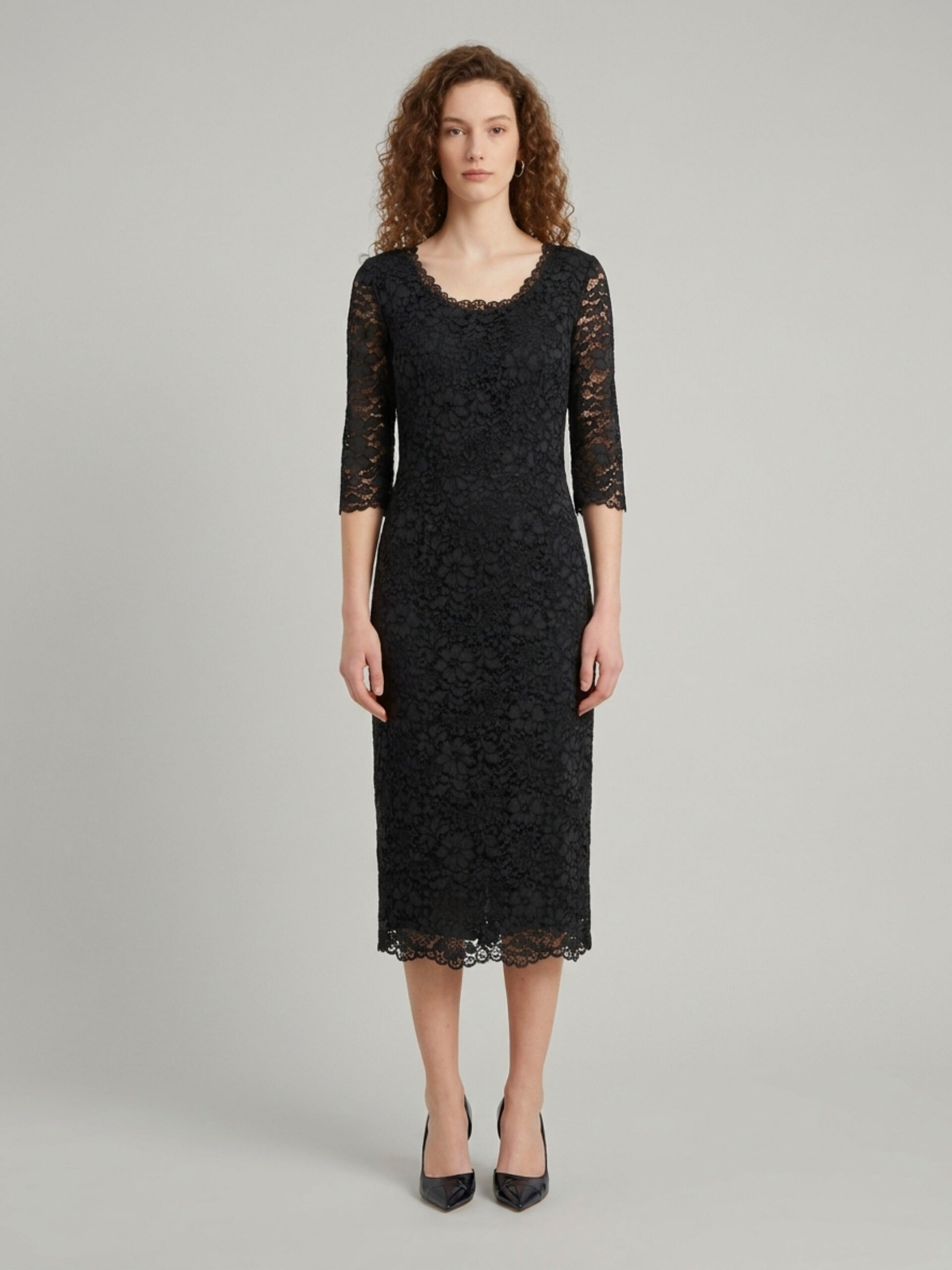Sutton New York Black lace midi sheath dress