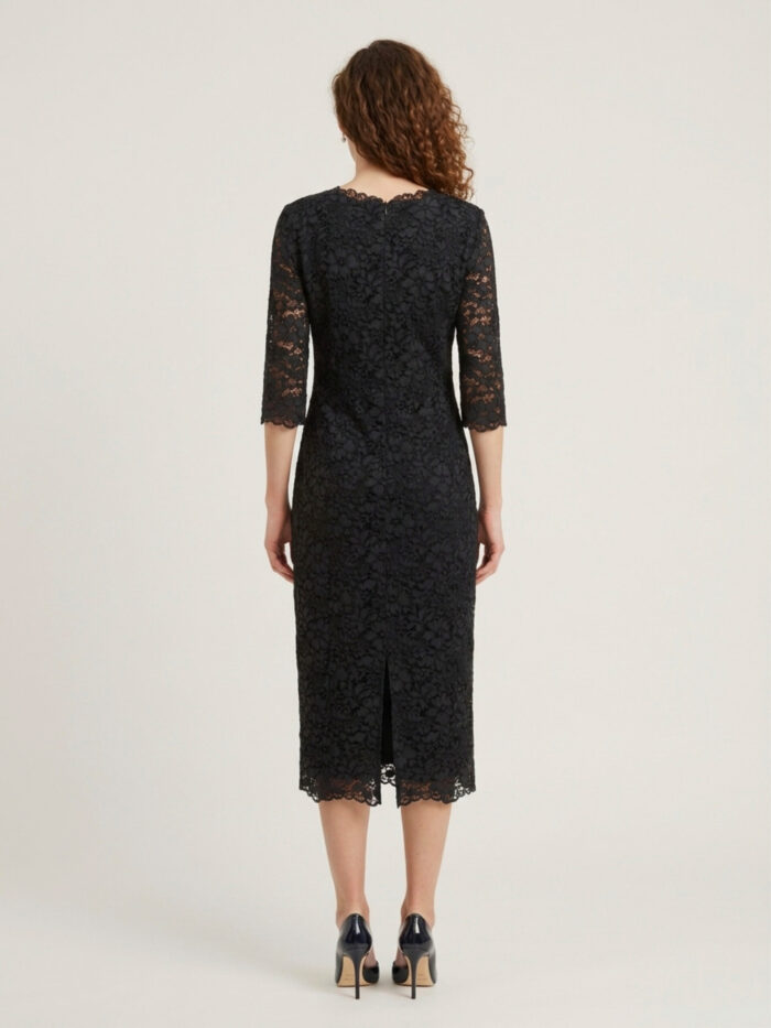 Sutton New York Black lace midi sheath dress