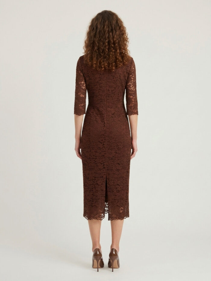 Sutton New York Brown lace midi sheath dress