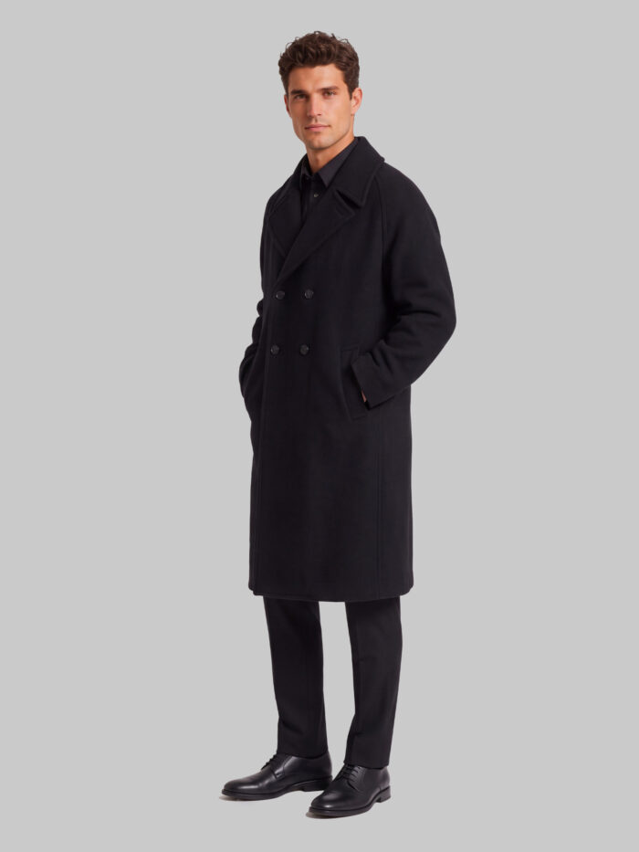 Lemaire Double-breasted coat in wool and felted alpaca