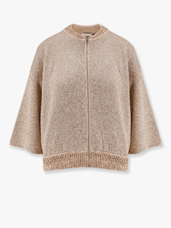 NUDE Cardigan With Zip And All-over Sequins