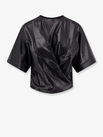 NUDE Laminated Stretch Cotton Top With Pleated Detail