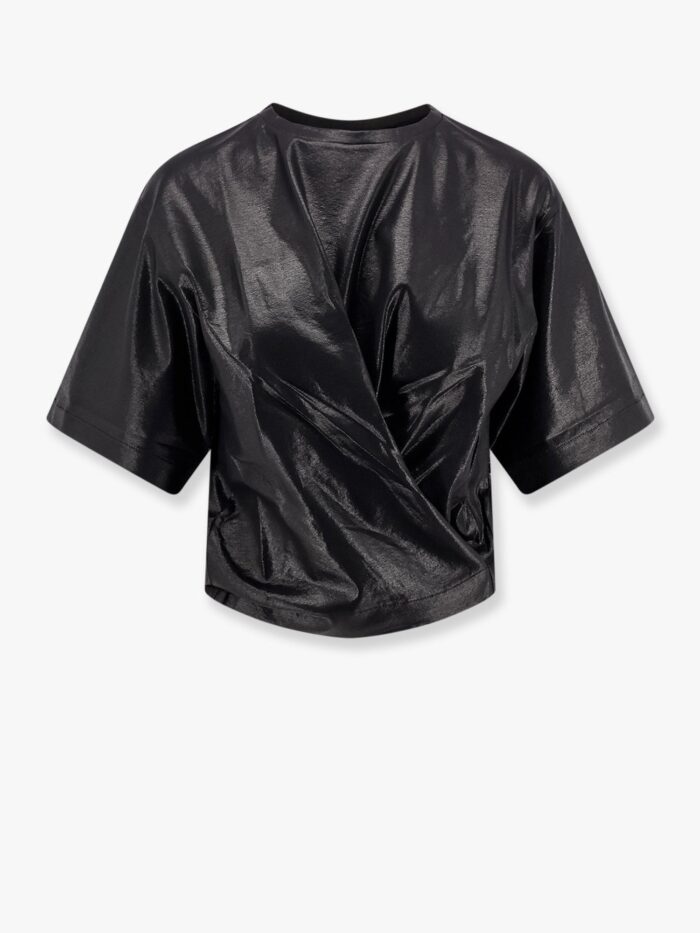 NUDE Laminated Stretch Cotton Top With Pleated Detail