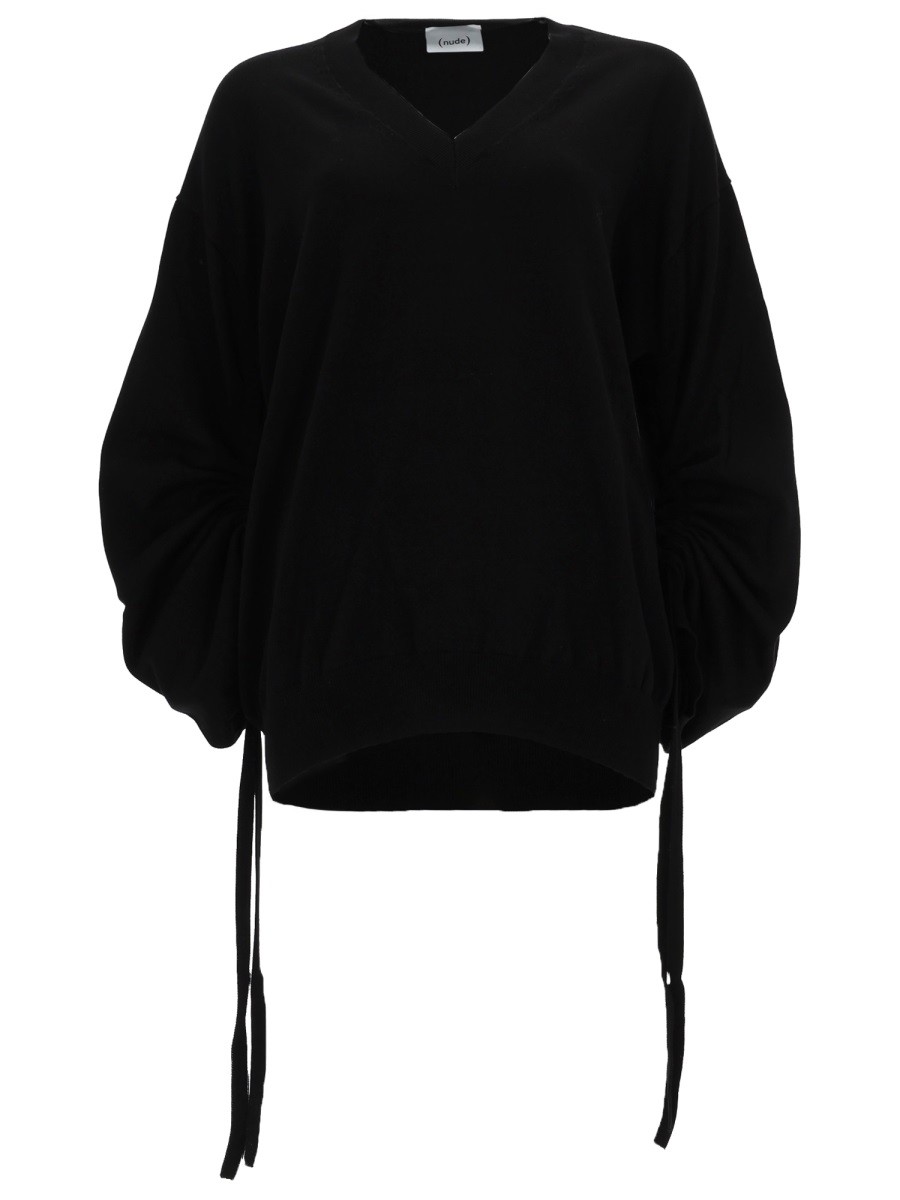 NUDE MAGLIA IN COTONE CON SCOLLO A V